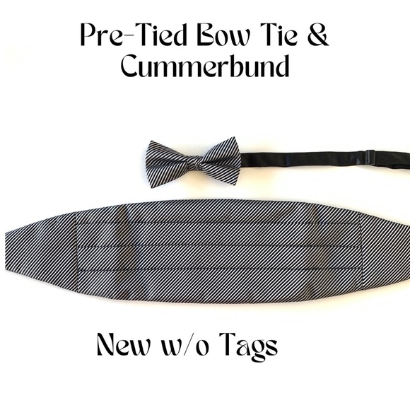 Pre-Tied Bow Tie & Cummerbund Set by Pronto Uomo Formal Accessories, Adjustable - Picture 1 of 4